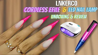 STILETTO POLYGEL NAILS WITH DUAL FORMS || LNKERCO CORDLESS EFILE & LED NAIL LAMP REVIEW