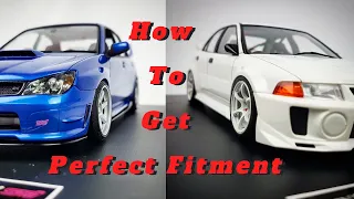 How to Lower, add Offset and Camber on 1/24 scale model cars Simple and Easy! tamiya fujimi Aoshima