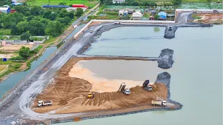 EP835,Nice Job Of SHANTUI Dozers & Wheel Loader Filling Lake And Crushing Forest On Water Area