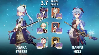 (F2P) Ayaka Freeze and Ganyu Melt | Genshin Impact Spiral Abyss 3.7 Floor 12 Clear