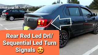 Rear Red DRL Led Lights Install Dacia Logan