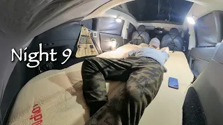 [9th night] CAR CAMPING in the Tesla Model Y in a forest