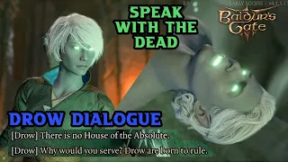 Baldur's Gate 3 Patch 6: Lolth Cleric Casting Speak With Dead on Drow using Drow Dialogue!