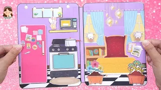 How to make paper doll house : Purple house Quite Book / DIY paper doll