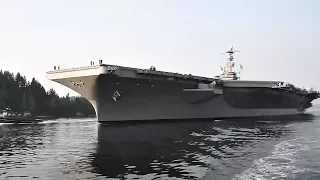 Aircraft Carrier USS John C. Stennis Transits Puget Sound During Sea Trials