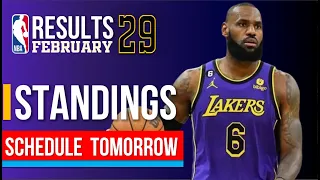 NBA Standings today | NBA games today February 29, 2024 GAME RESULTS TODAY | Schedule & Scoreboard