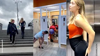 Fitness girl shocks everyone on elevator 🤣