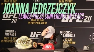 Joanna Jedrzejczyk leaves UFC 211 post-fight press conference in tears