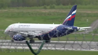 Sukhoi Superjet 100-95B landing and take off in Vilnius