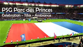 🇫🇷 PSG Parc des Princes Paris. PSG Tifos Ultras. Hommage Attentats. ⚽