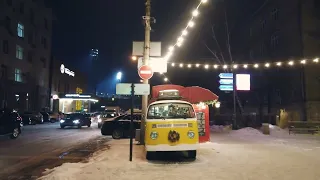 A night walk through the city | Krasnoyarsk, Russia | 4K 60