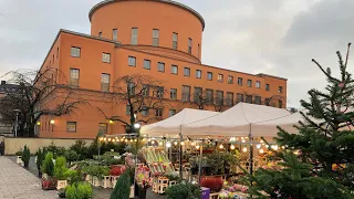 Stockholm City Library and old Observatorium. Stadsbiblioteket. Virtual walk, 4k, natural sound.