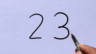 How To Draw Lion With 23 Number | Lion Drawing Art From Number | Lion Drawing Step By Step