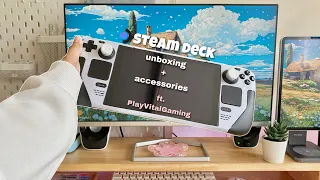 steam deck 🖥️ unboxing + accessories ft. PlayVitalGaming 🍃