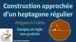 Heptagone régulier : construction (approchée) détaillée