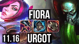 FIORA vs URGOT (TOP) | 12/0/1, 2.3M mastery, Legendary, 6 solo kills | NA Master | v11.16