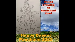 PART-(1)How To Draw Saraswati Devi lineart Step By Step | SaraswatiThakur Drawing | Basant Panchami