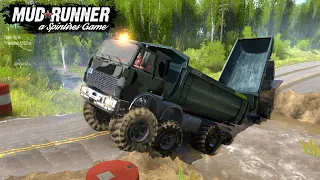 Spintires: MudRunner - MZKT 7410 Monster Dump Truck Driving Through Road Collapse