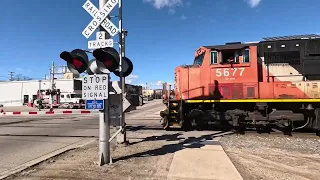 Canadian National autorack train crossing Washington ave Lansing mi