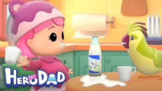 Silly Milk Moustaches! | Hero Dad | Cartoon for Toddlers and Children | 1 Hour +