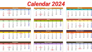 Calendar 2024 with Holidays | Kalendar 2024 | Hindu festival with holidays 2024 | New Calendar 2024