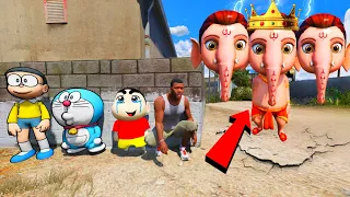 GTA 5 : Shinchan Franklin and Avengers vs Three Headed Ganesh in Epic Hide and Seek