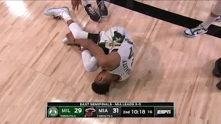 Giannis Antetokounmpo Injures His Ankle and Leaves the Game Vs The Miami Heat Game 4