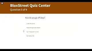 Bloxstreet Quiz center Answers