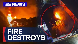 One of Australia's oldest dry cleaners destroyed by fire | 9 News Australia