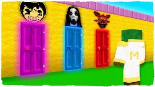 DO NOT CHOOSE THE WRONG DOOR! Bendy, Slendrina and FNAF Foxy in Minecraft