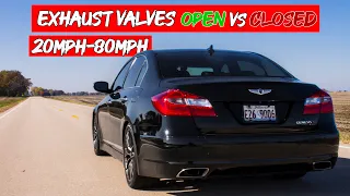 Testing Genesis V8 Exhaust Cutout Acceleration OPEN VS CLOSED