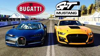 1500HP BUGATTI CHIRON VS 1500HP MUSTANG GT500 | Assetto Corsa