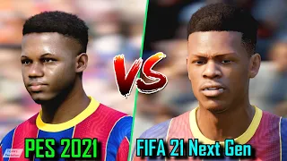 🔥 FIFA 21 Next Gen vs PES 2021 -  FC Barcelona Players Face Comparison | PS4 vs PS5