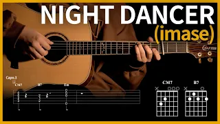 57.NIGHT DANCER - imase 【★☆☆☆☆】 | Guitar tutorial | (TAB+Chords)