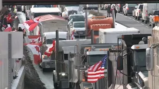 Large crowds gathered in Hamilton and Niagara to support the trucker convoy on the way to Ottawa