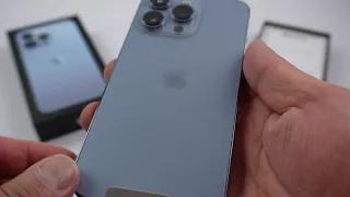 4K Close-up iPhone 13 Pro in Sierra Blue Unboxing (ASMR)