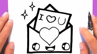 How to draw a cute Love Envelope Supper Easy, Draw for Valentine's Day, Draw cute things