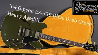 Gibson ES-335 1964 M2M Murphy Lab Heavy Aged Olive Drab Green #121304