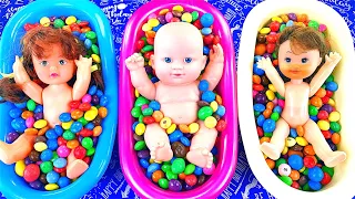 Satisfying Video ASMR | Candy Mixing in Bathtub with Balls Slime & Color Skittles Sweets Cutting