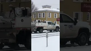 Hi-Rail Truck In Snow Waves At Me!  CSX In Glendale Ohio