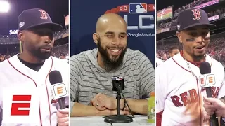 Jackie Bradley Jr., David Price & Mookie Betts react to Red Sox Game 2 ALCS win | MLB Interviews