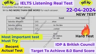 IELTS Listening Practice with Recent Actual IELTS Exam with Answers [Real Exam 84] 22nd April 2024