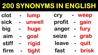 200 SYNONYMS IN ENGLISH : Learn 200 Common Synonym Words in English to Improve your Vocabulary!!