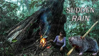 The rain suddenly fell, dig a bamboo rat deep underground - Bushcraft survival