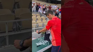 Novak gives the shirt off his own back to a young fan ❤️ #9WWOS #Tennis #RolandGarros #Novak #shorts