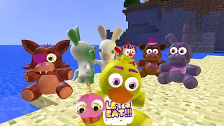 FIGHTING BETWEEN FNAF DOLLS & RABBIDS DOLLS in Garry's Mod