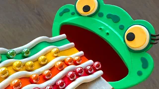 Marble Run Race Plasticine Frog ASMR Pop Tube