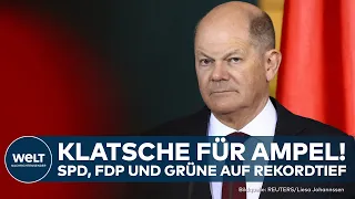 DEUTSCHLAND: Rekordtief! Ampel stürzt in Umfrage ab! Eine Partei ist so stark wie SPD, FDP und Grüne