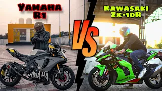 Yamaha R1 vs KAWASAKI ZX10R 😱 who won  ? || DRAG ||  ft @TheDarkSpectre1