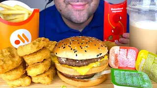 ASMR EATING MCDONALDS RUSSIA BIG MAC, SPICY CHICKEN NUGGETS & FRIES  MUKBANG (EATING SOUNDS)